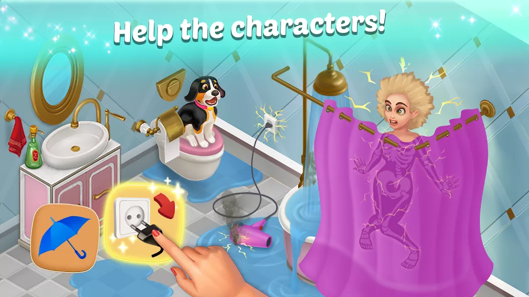 Family Hotel: Romantic story decoration match 3 — screenshot 1