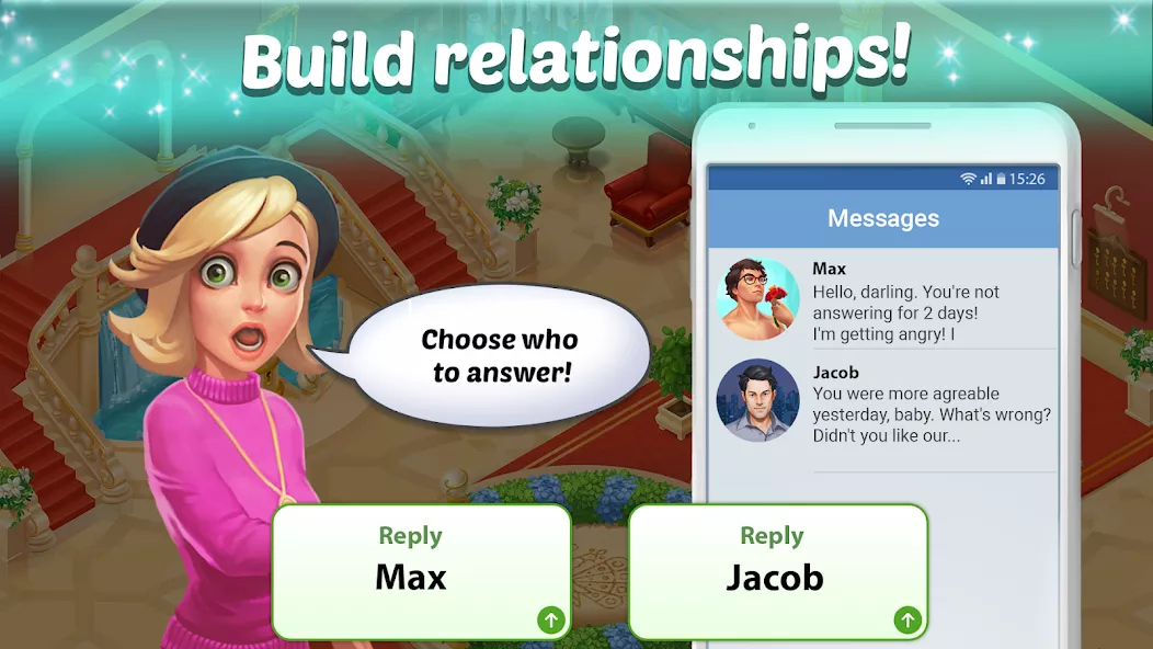 Family Hotel: Romantic story decoration match 3 — screenshot 1